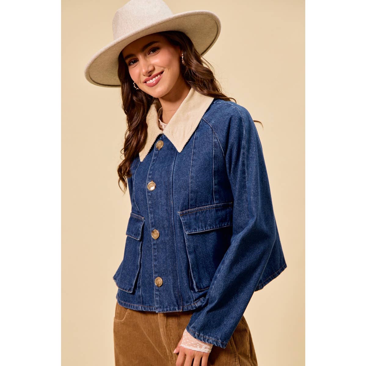 Zip Up and Button Denim Jacket