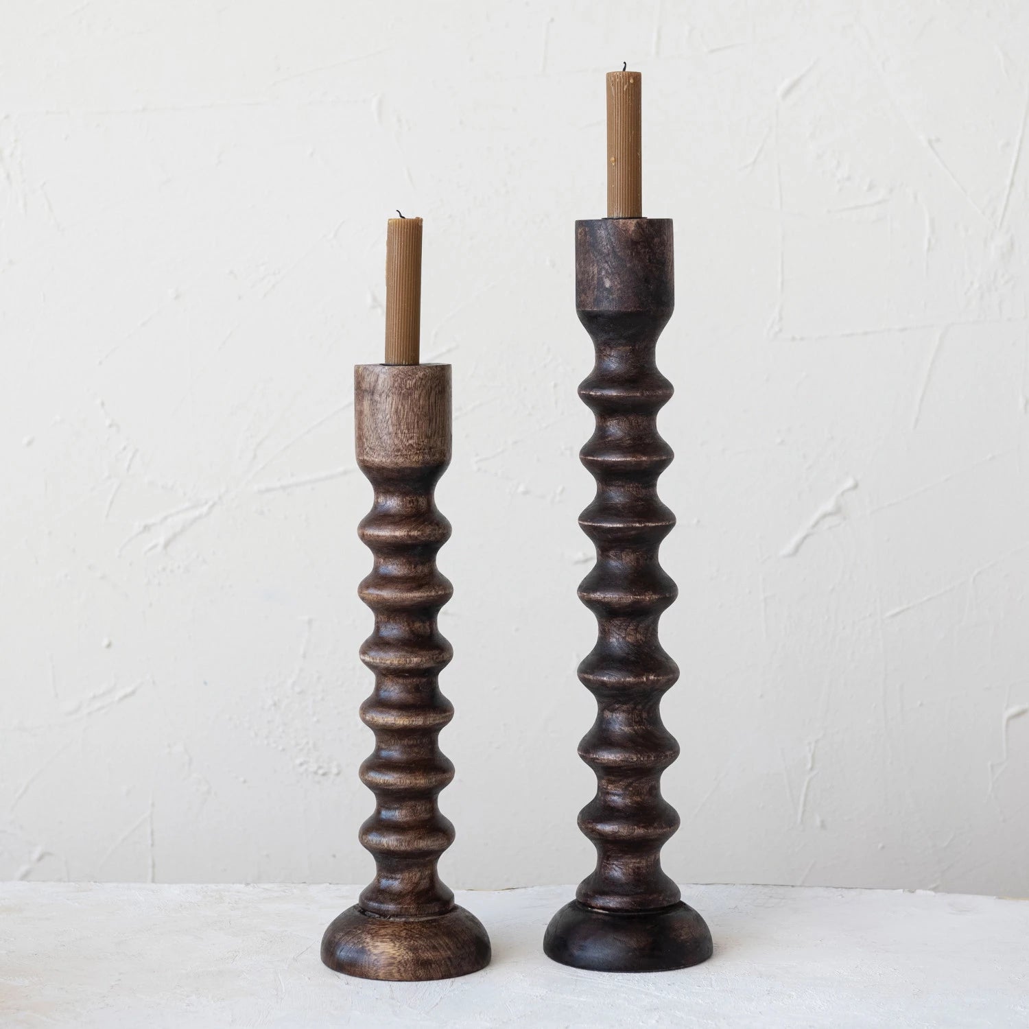 Hand-Carved Wood Taper Holder