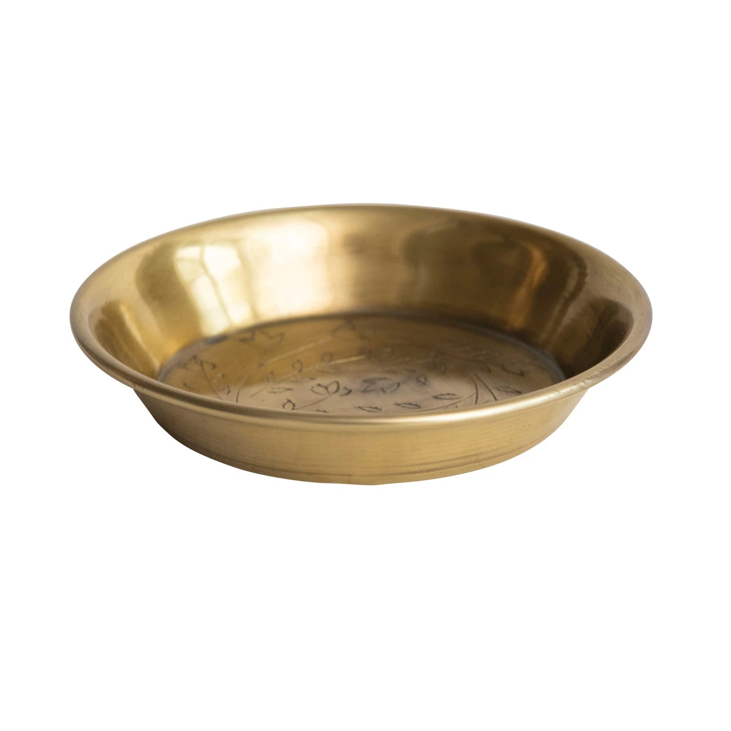 Brass Floral Etched Decorative Bowl