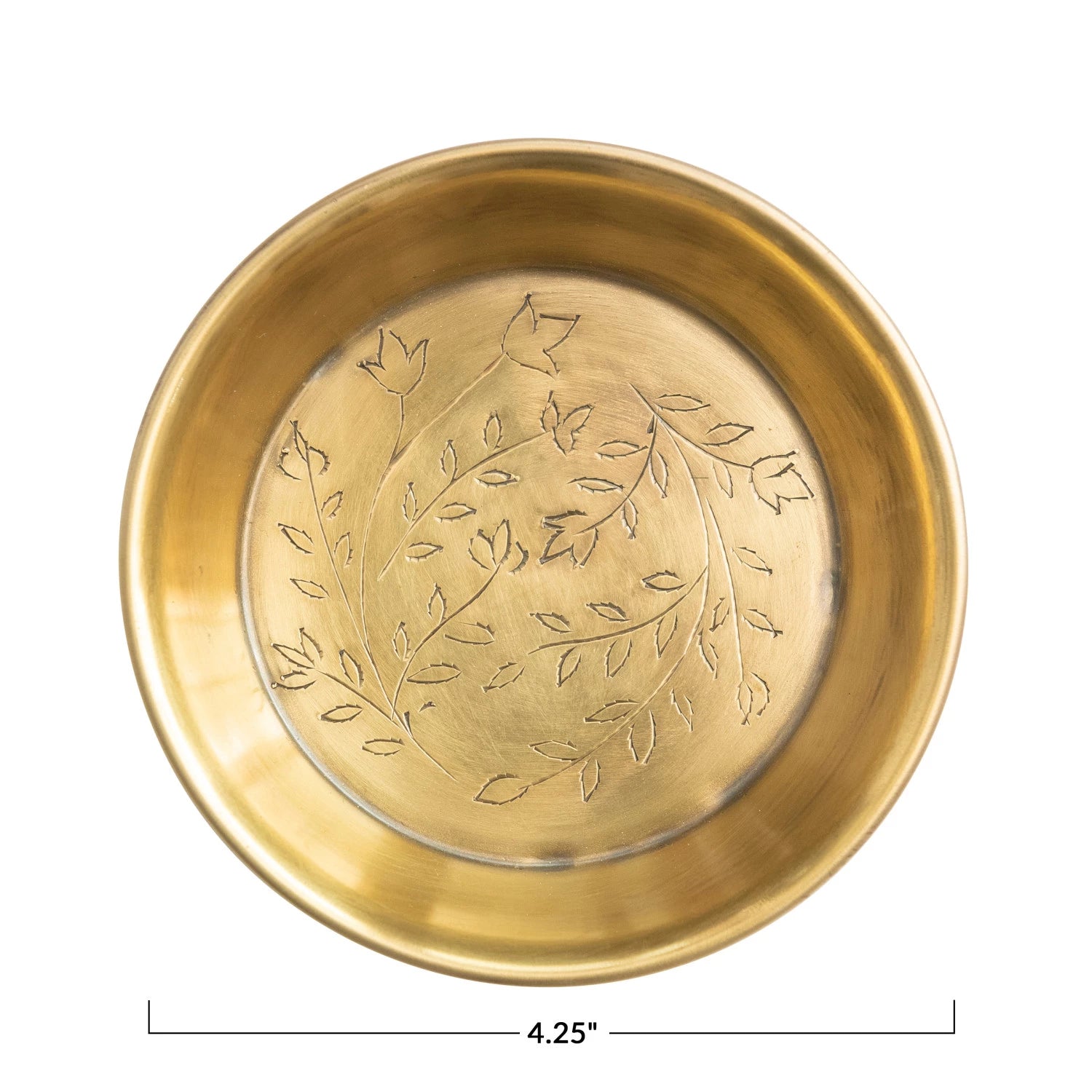 Brass Floral Etched Decorative Bowl