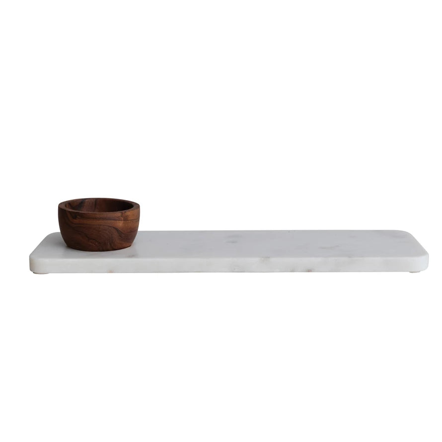 Marble Board & Acacia Bowl Serving Set