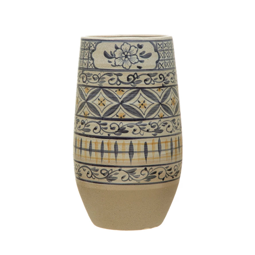Hand-Painted Rustic Tall Vase