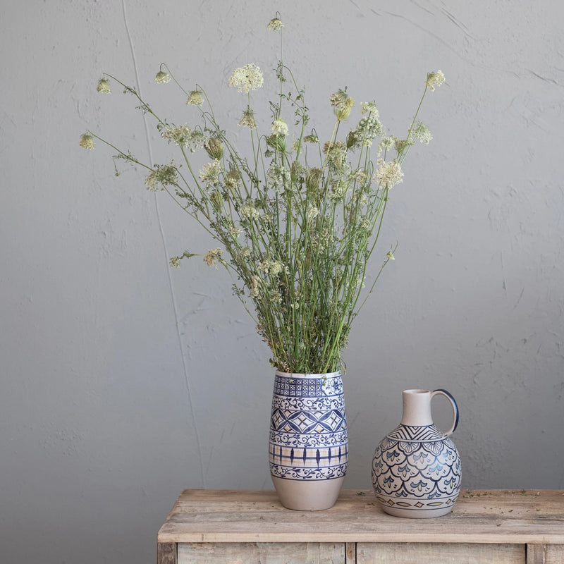 Hand-Painted Rustic Tall Vase