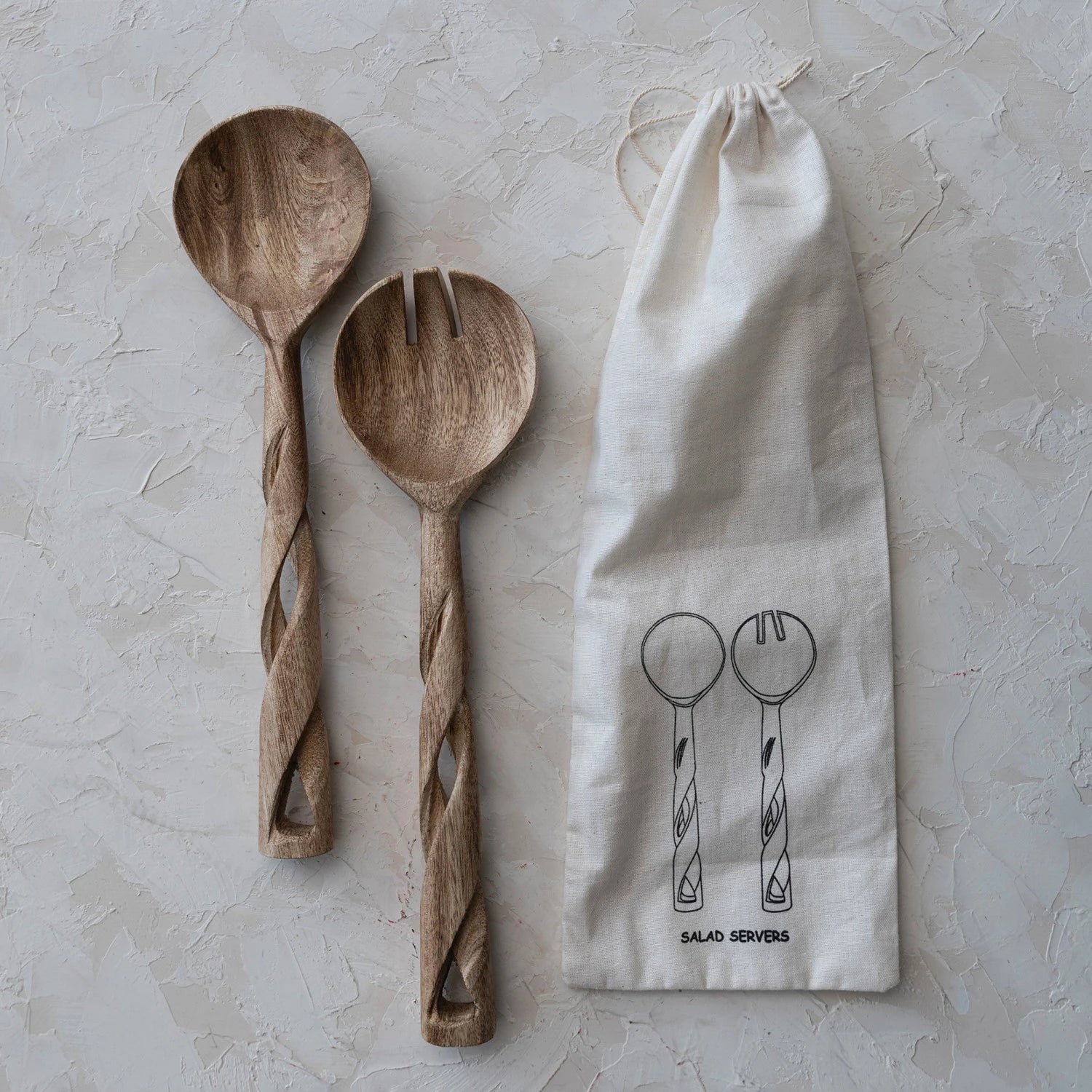 Hand-Carved Mango Wood Serving Spoons