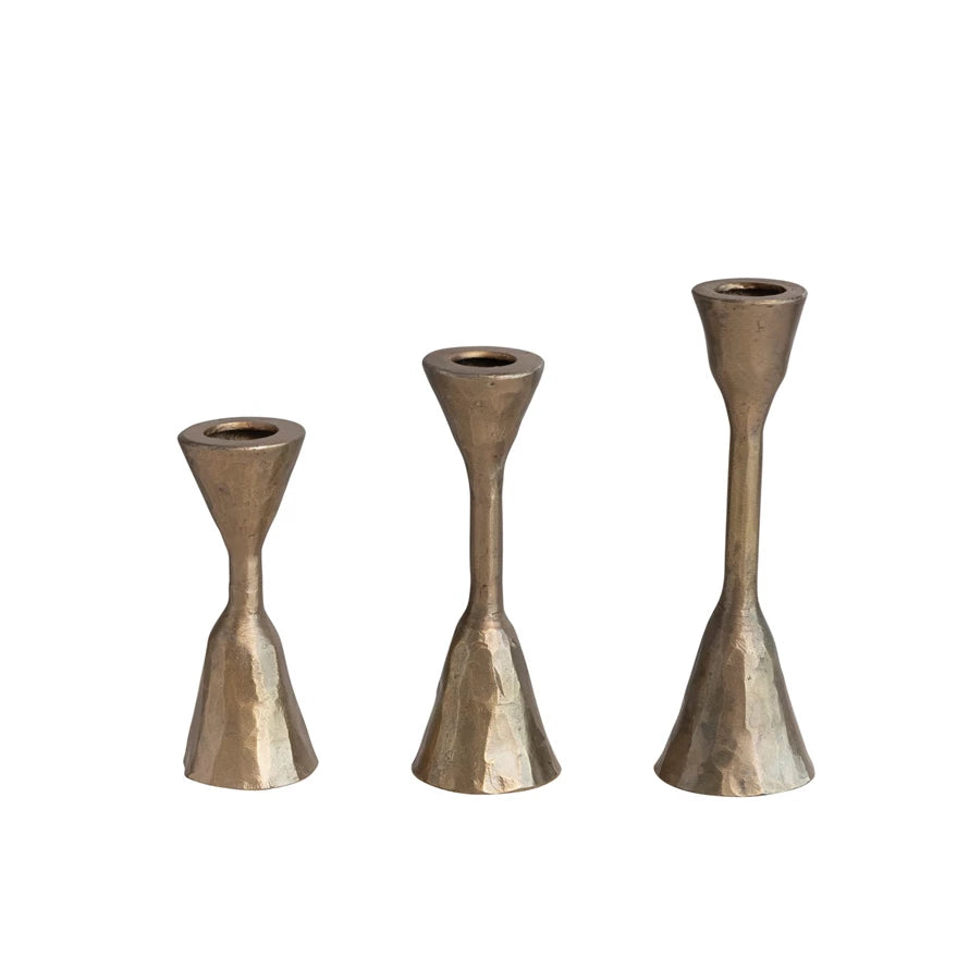 Antique Brass Forged Candlesticks