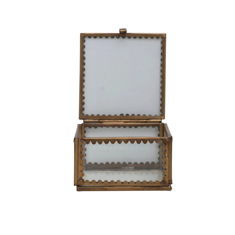 Glass Display Box with Scalloped Brass Edges