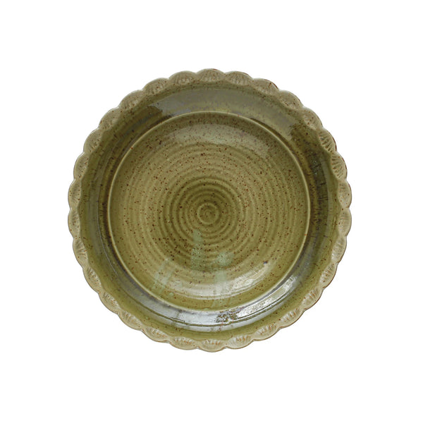 Green Scalloped Edge Bowl