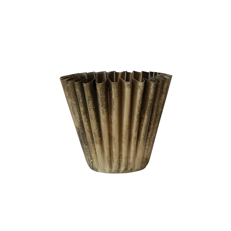 Gold Fluted Metal Planters