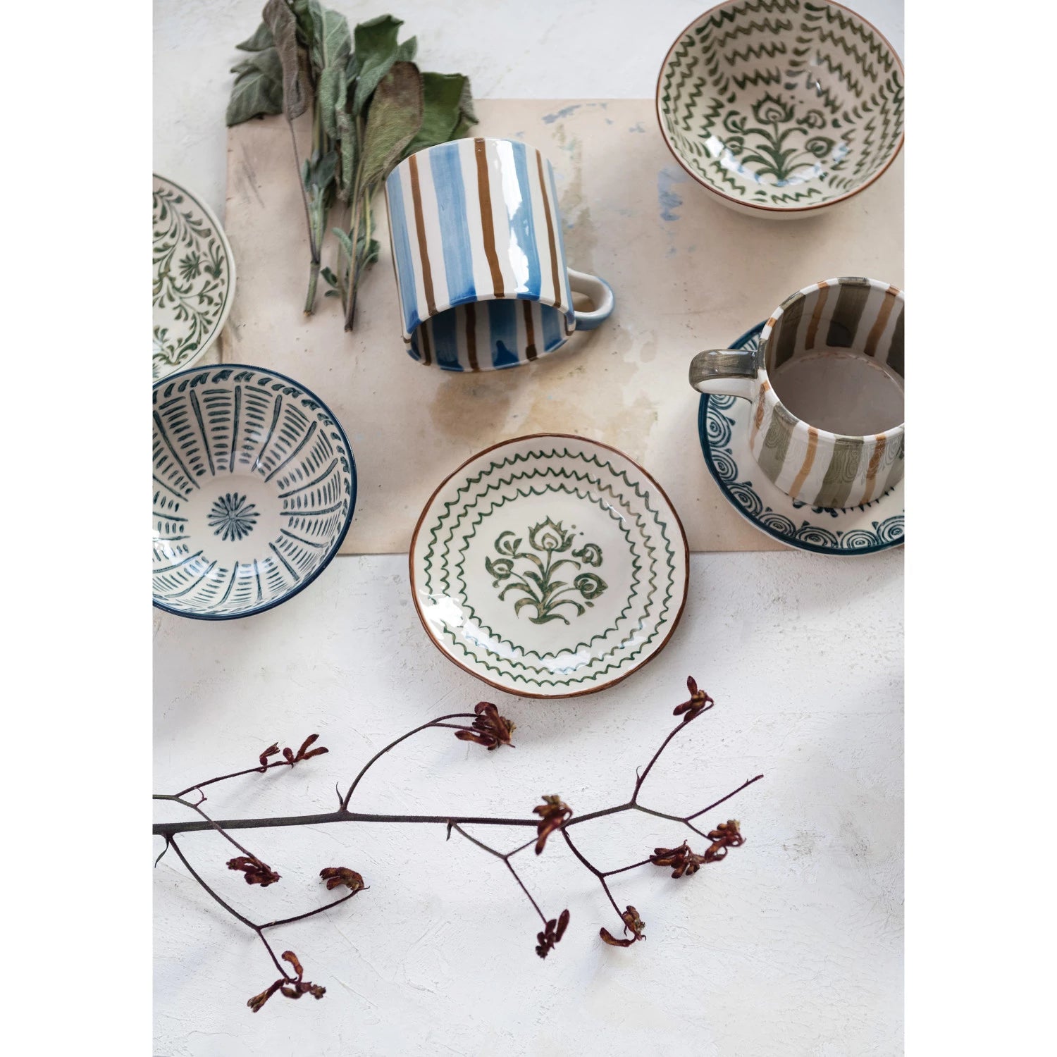 Floral Stoneware Plates