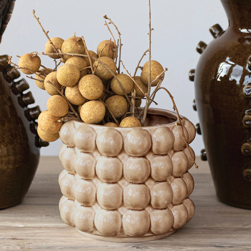 Tan Hobnail Small Planter