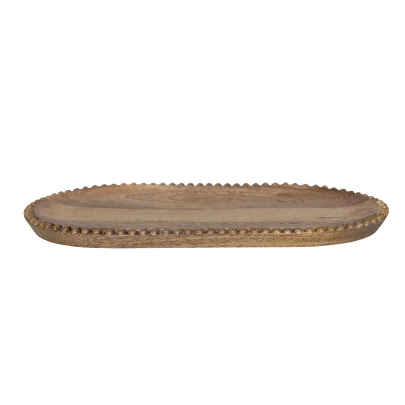 Gold Beaded Mango Wood Tray