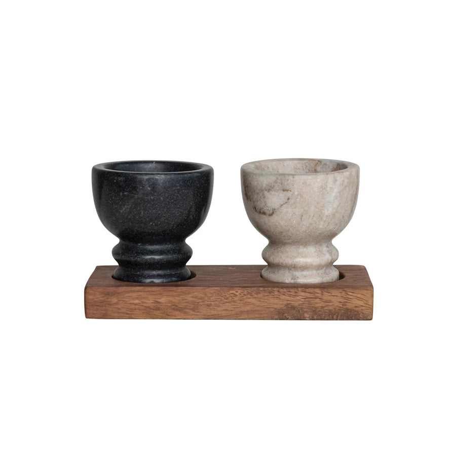 Mango Wood Tray with Pinch Pots