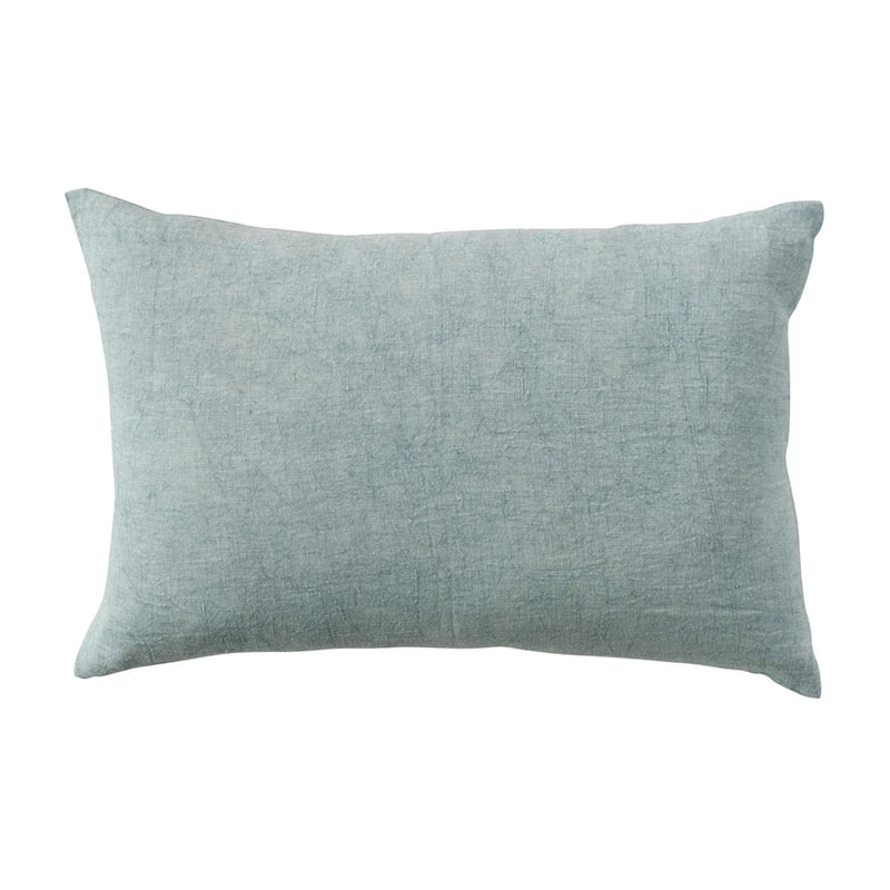 Misty Blue Linen Lumbar Pillow