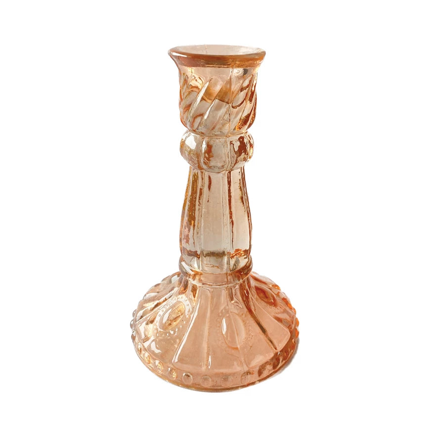Pink Glass Candlestick