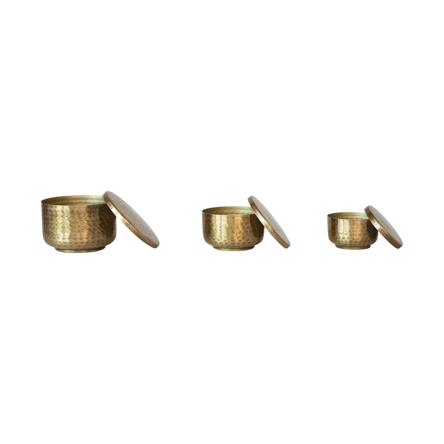 Hammered Brass Round Container