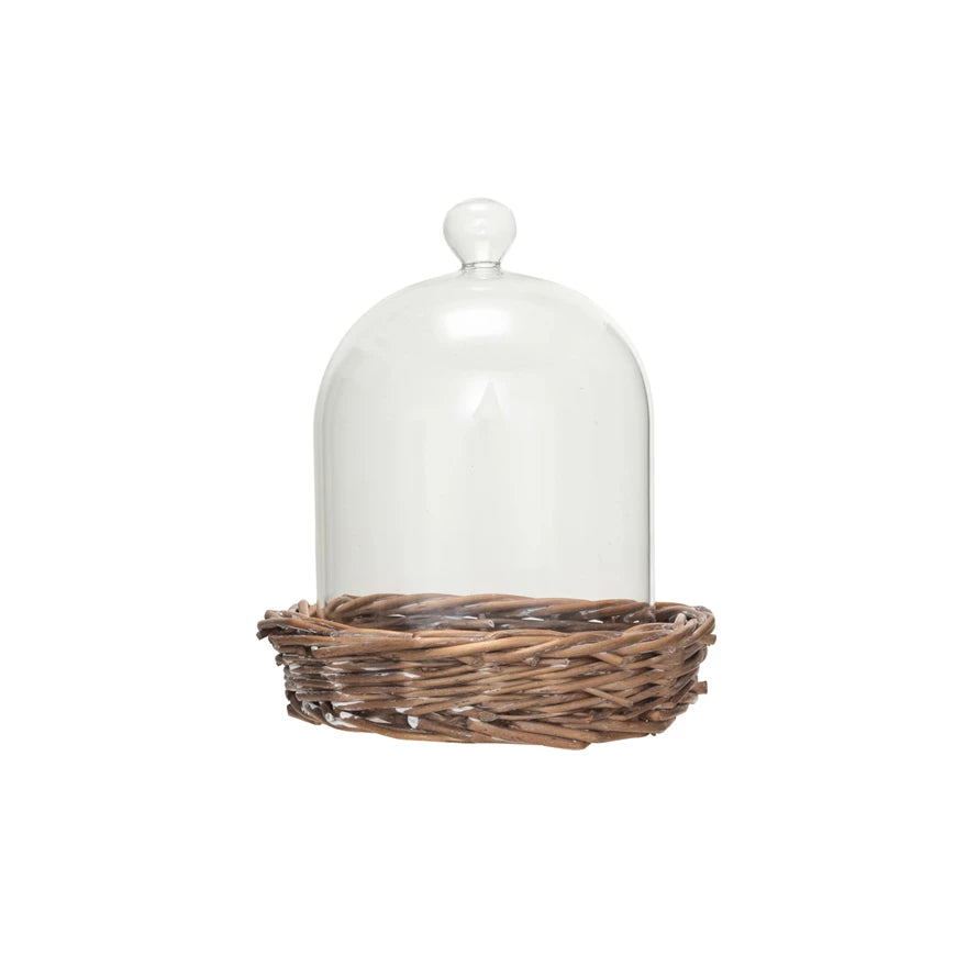 Cloche with Woven Tray