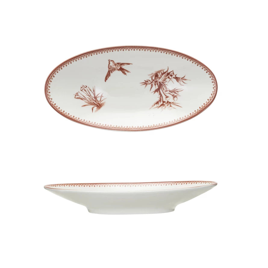 Vintage Bird and Botanical Plate