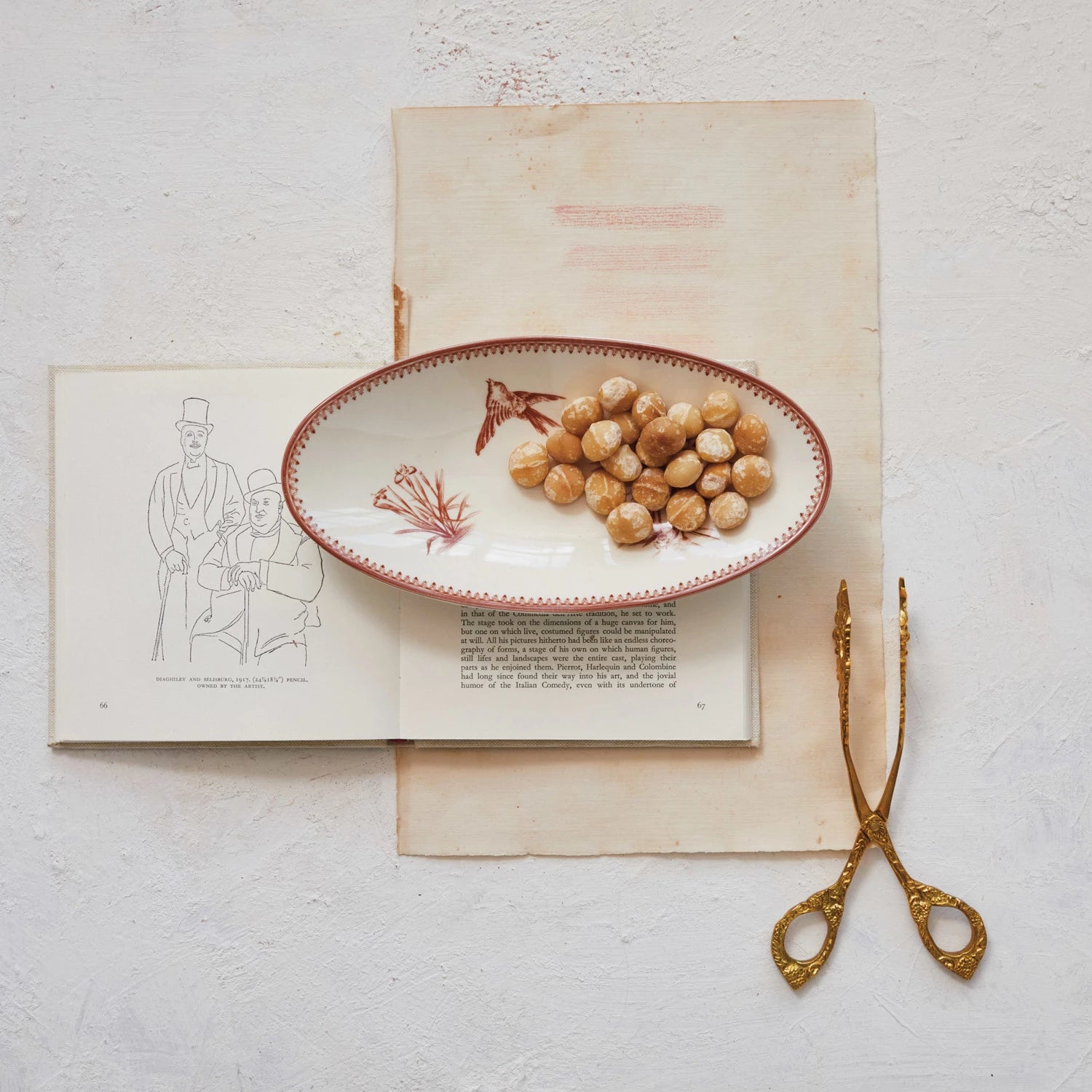 Vintage Bird and Botanical Plate
