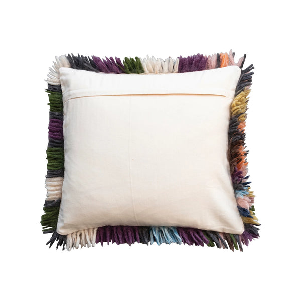 Multicolor Shag Pillow
