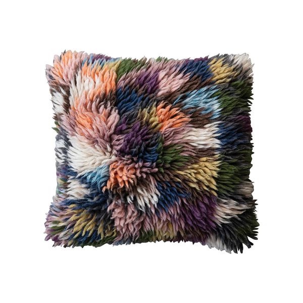 Multicolor Shag Pillow