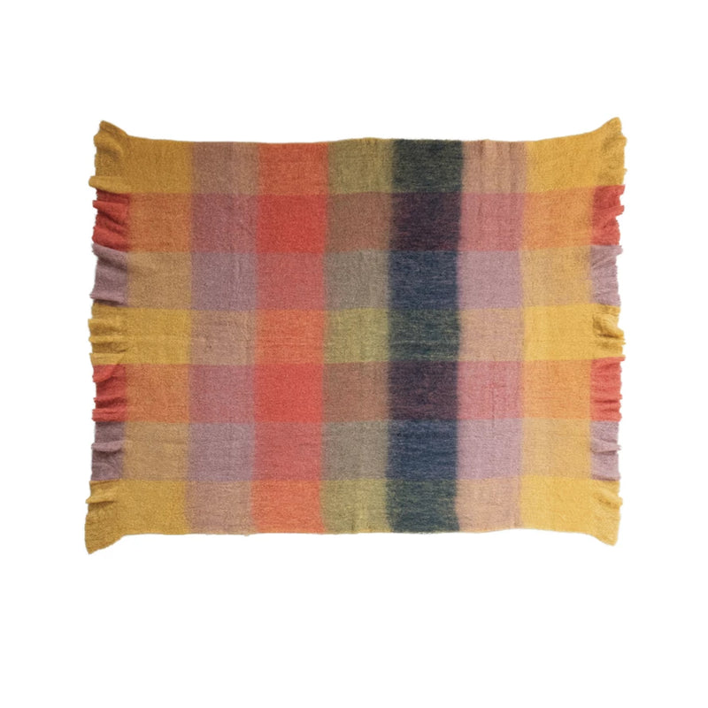 Colorful Plaid Wool Throw