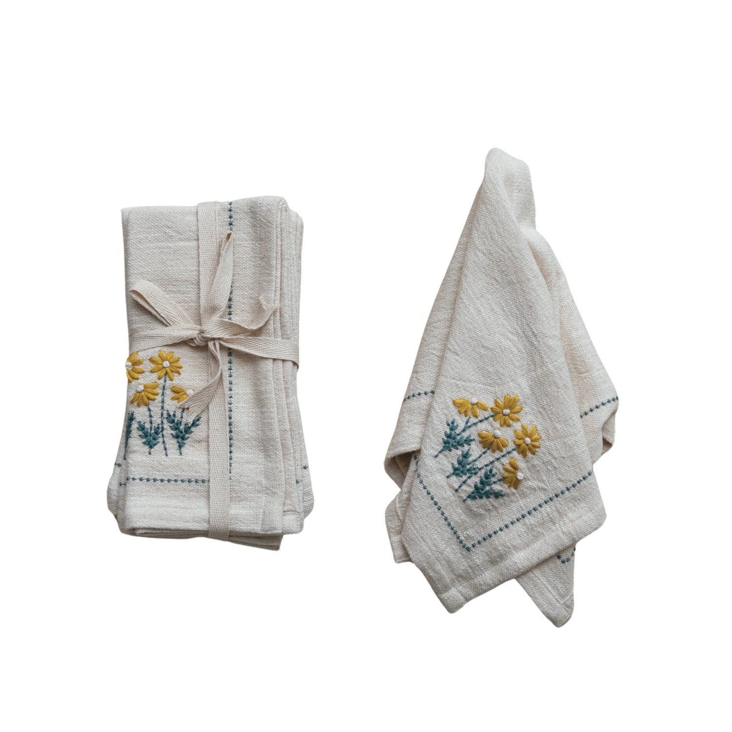 Hand-Embroidered Cotton Napkins