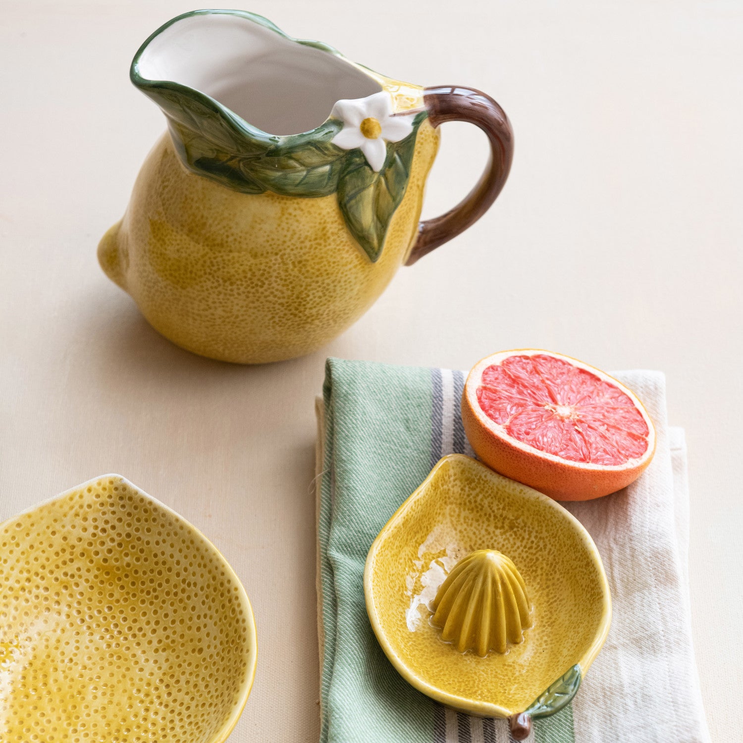 Hand-Painted Lemon Shaped Pitcher