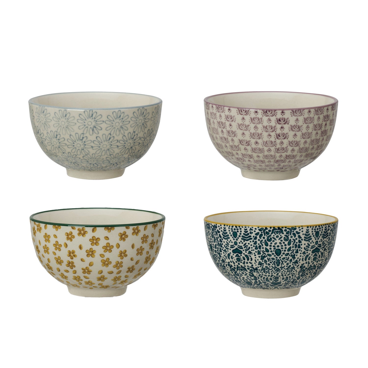 Hand Stamped Stoneware Bowls