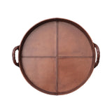 Cognac Leather Round Tray