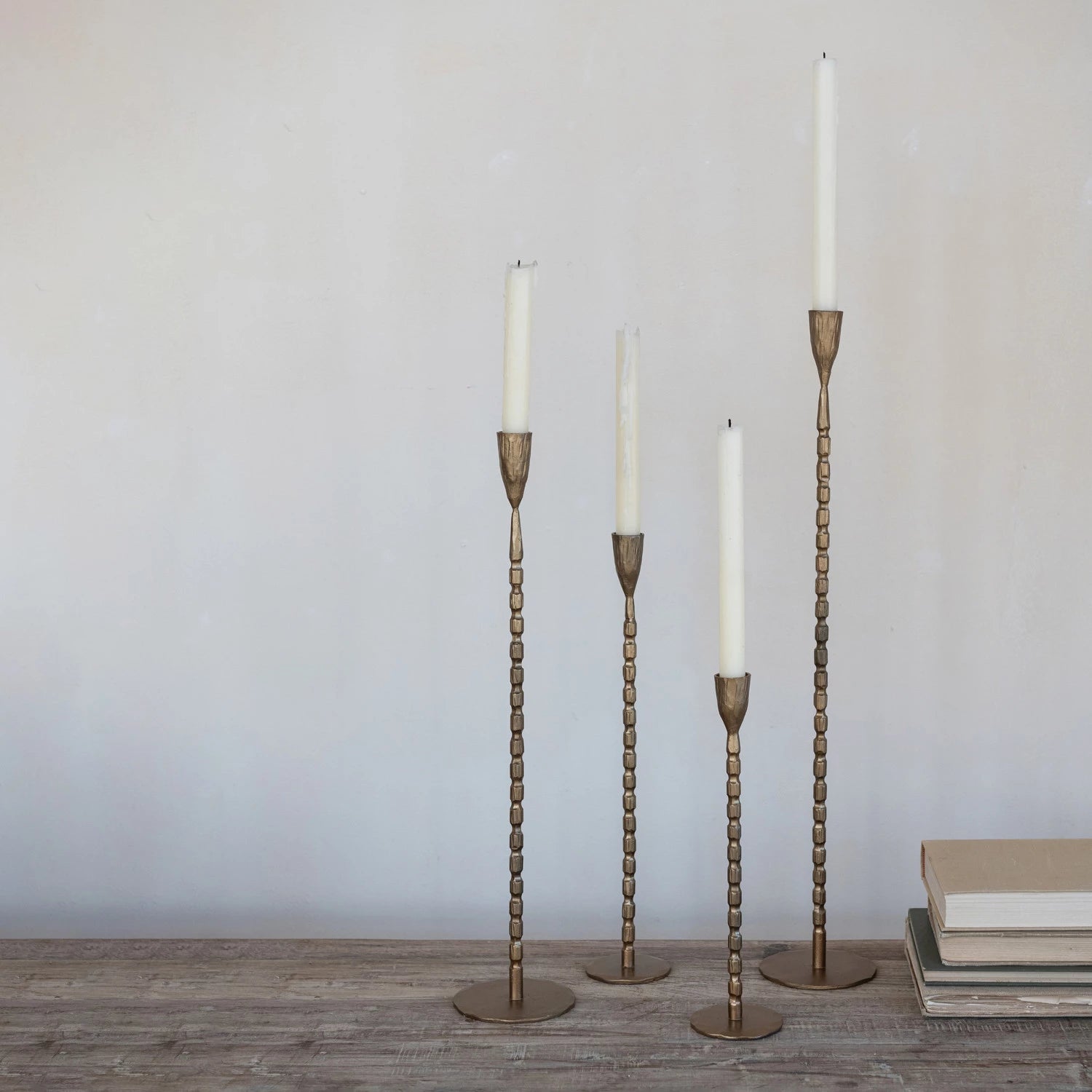 Brass Chain Link Taper Candle Holders