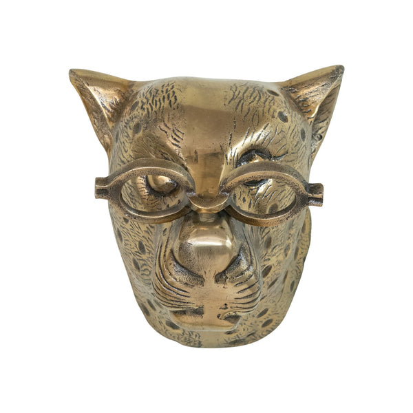 Gold Leopard Head with Eyeglasses