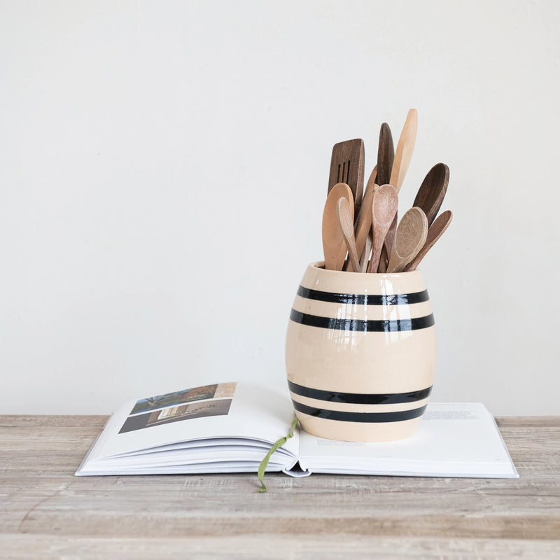 Striped Stoneware Crock