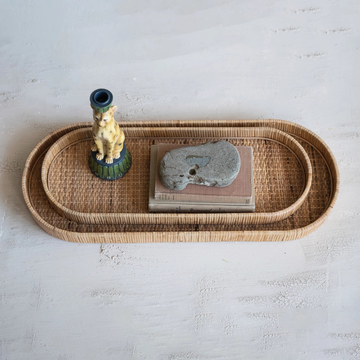 Oval Hand-Woven Rattan Trays
