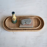 Oval Hand-Woven Rattan Trays