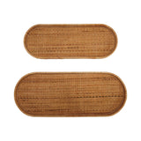Oval Hand-Woven Rattan Trays