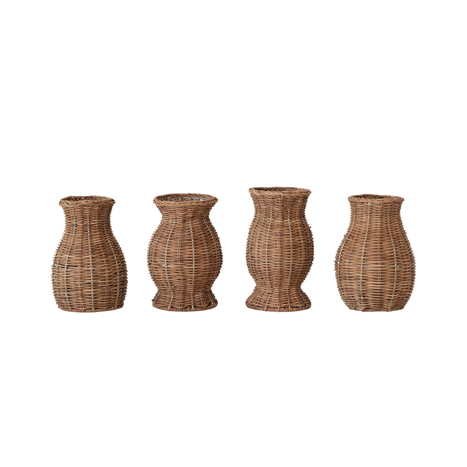 Woven Rattan Vase with Removable Glass Insert