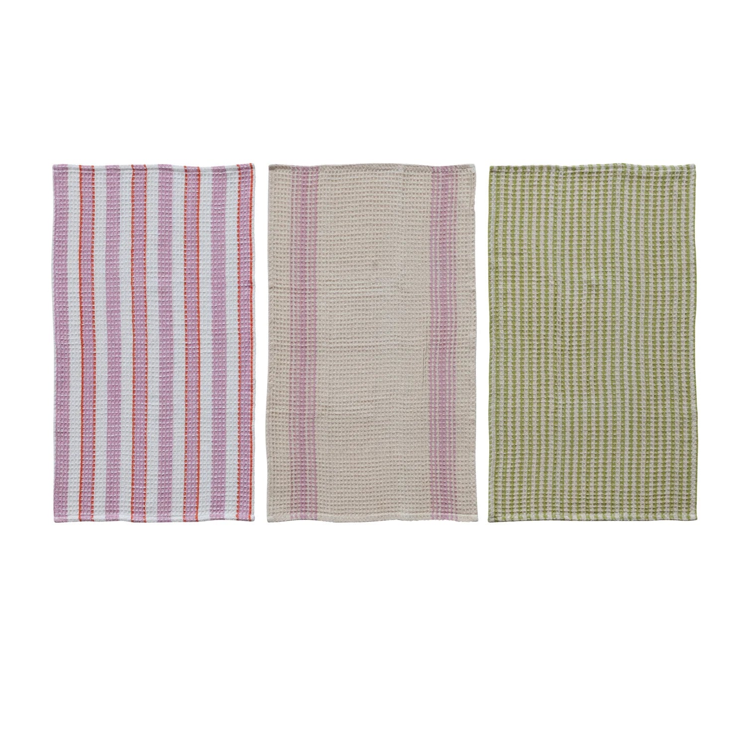Cotton Waffle Weave Striped Tea Towel