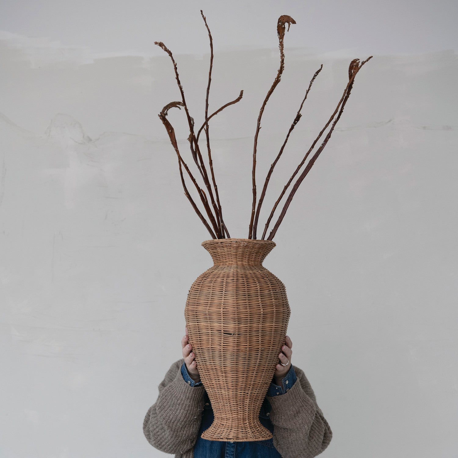 Large Rattan Artisanal Vase