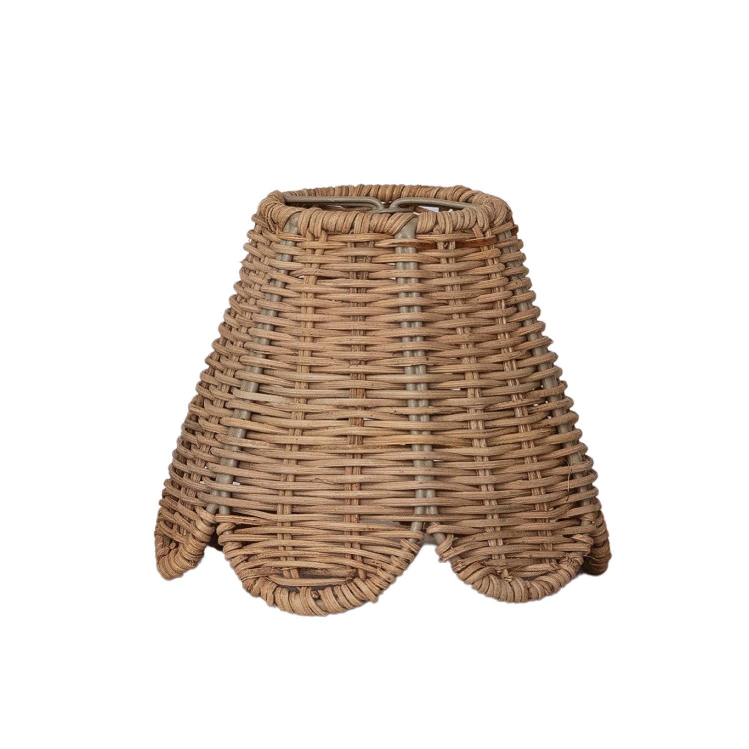 Rattan Clip-on Scalloped Lampshade