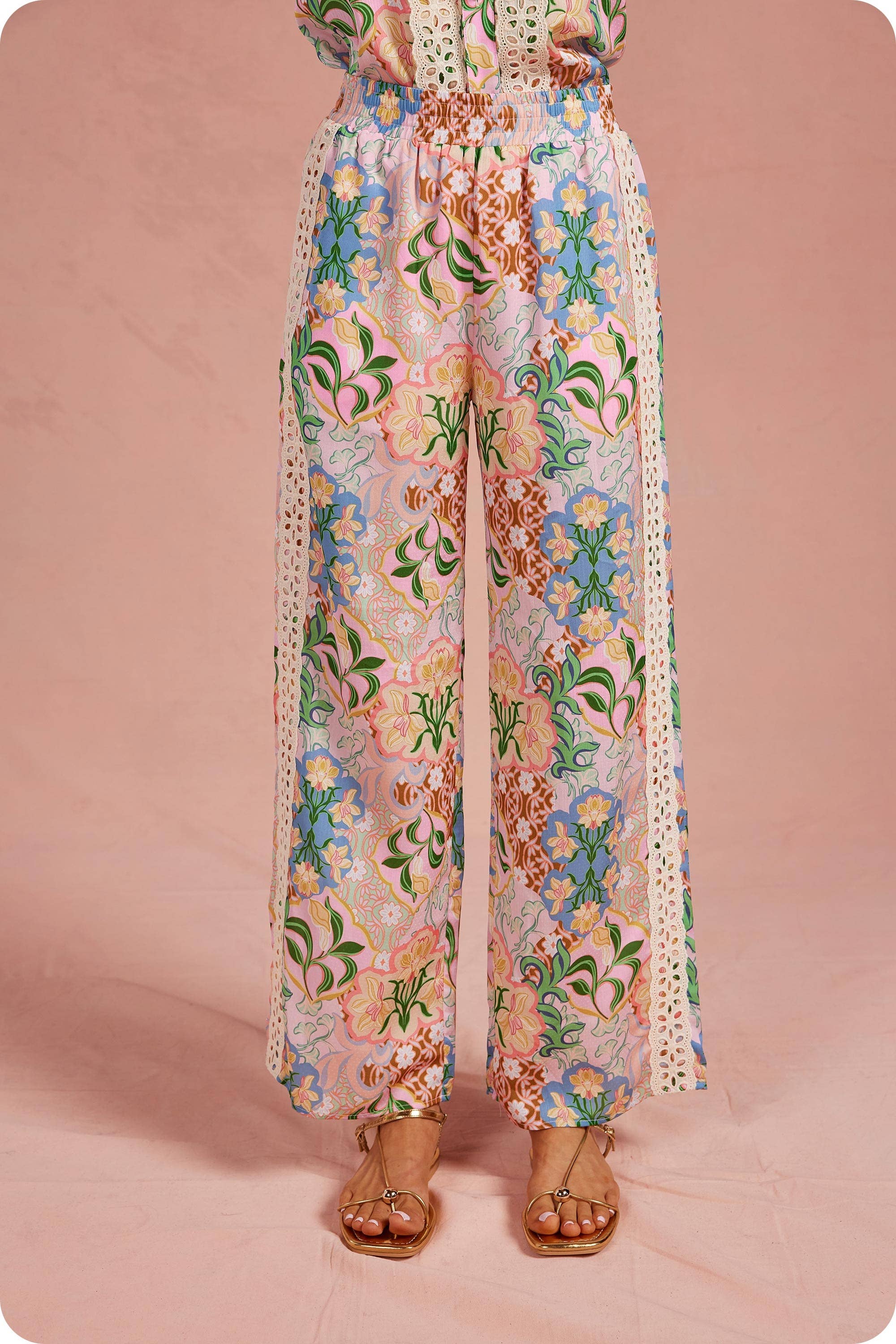 Garden Party Crochet Satin Pants