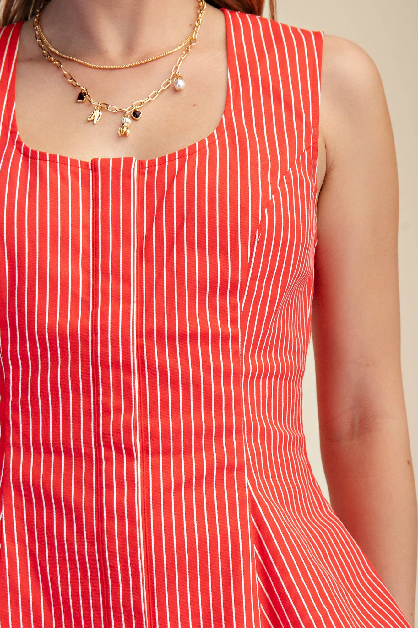 Scooped Stripe Peplum Top
