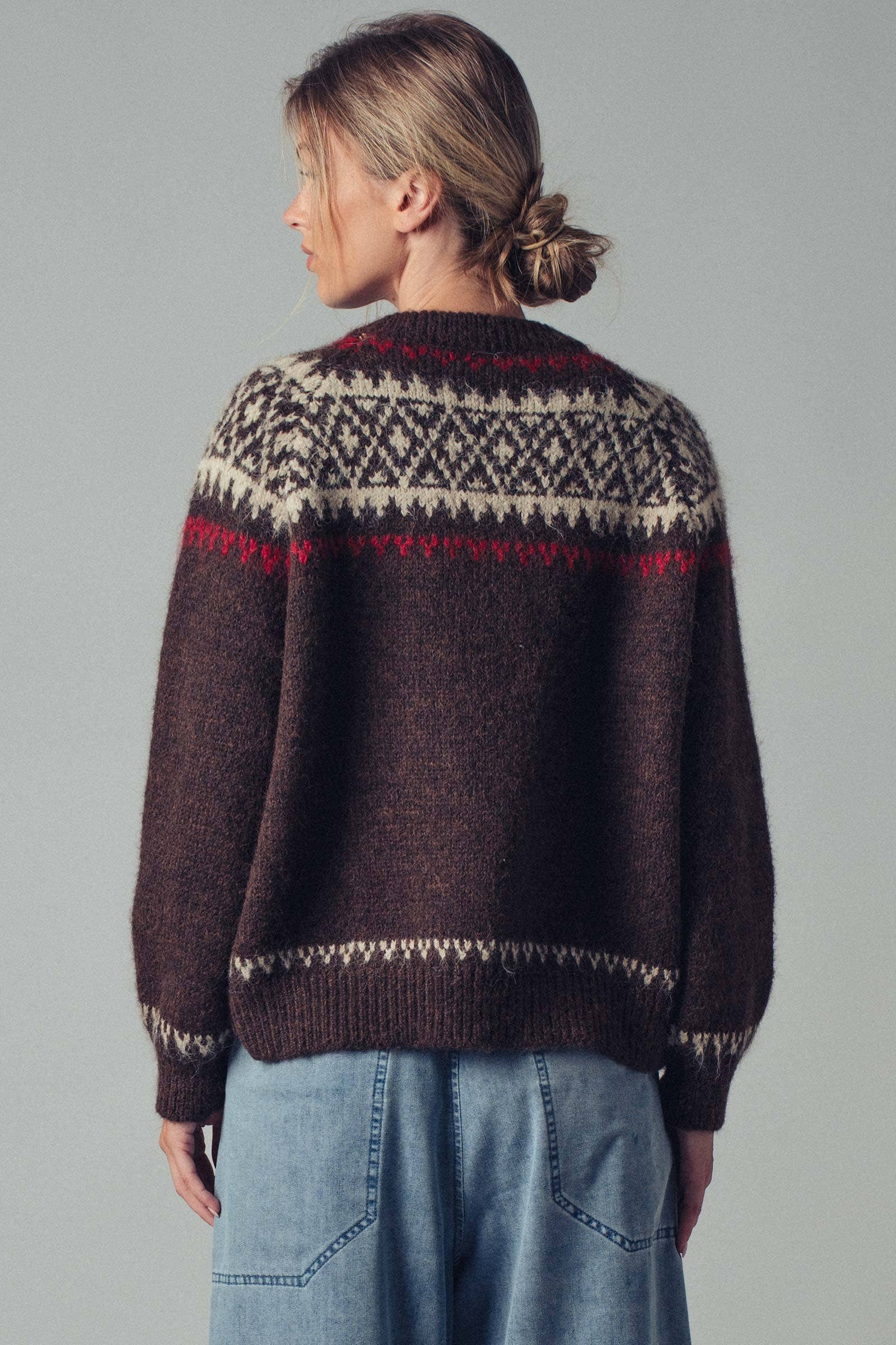 Fair Isle Nordic Toggle Knit Cardigan