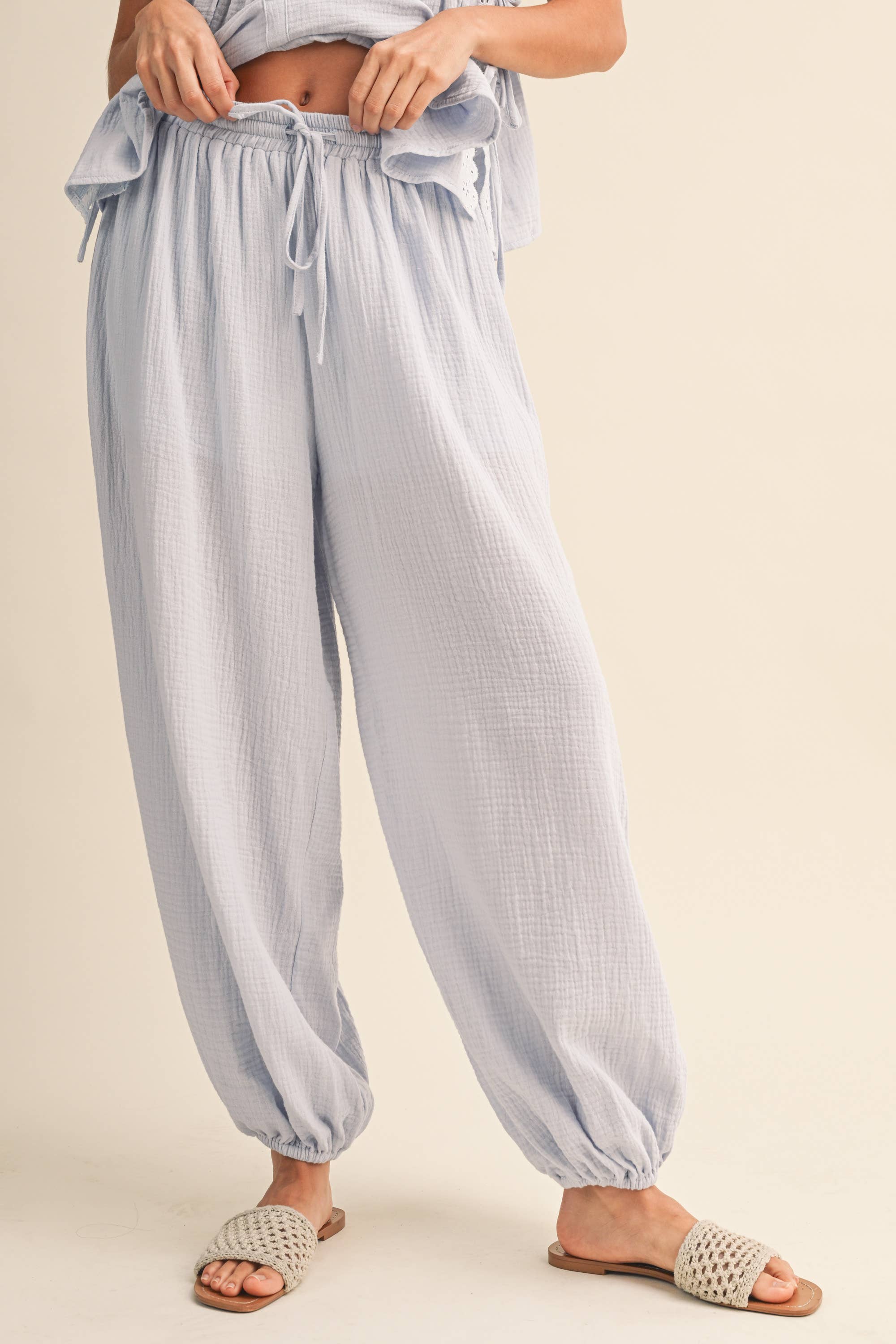 Light Blue Sleeveless Top and Pants Set