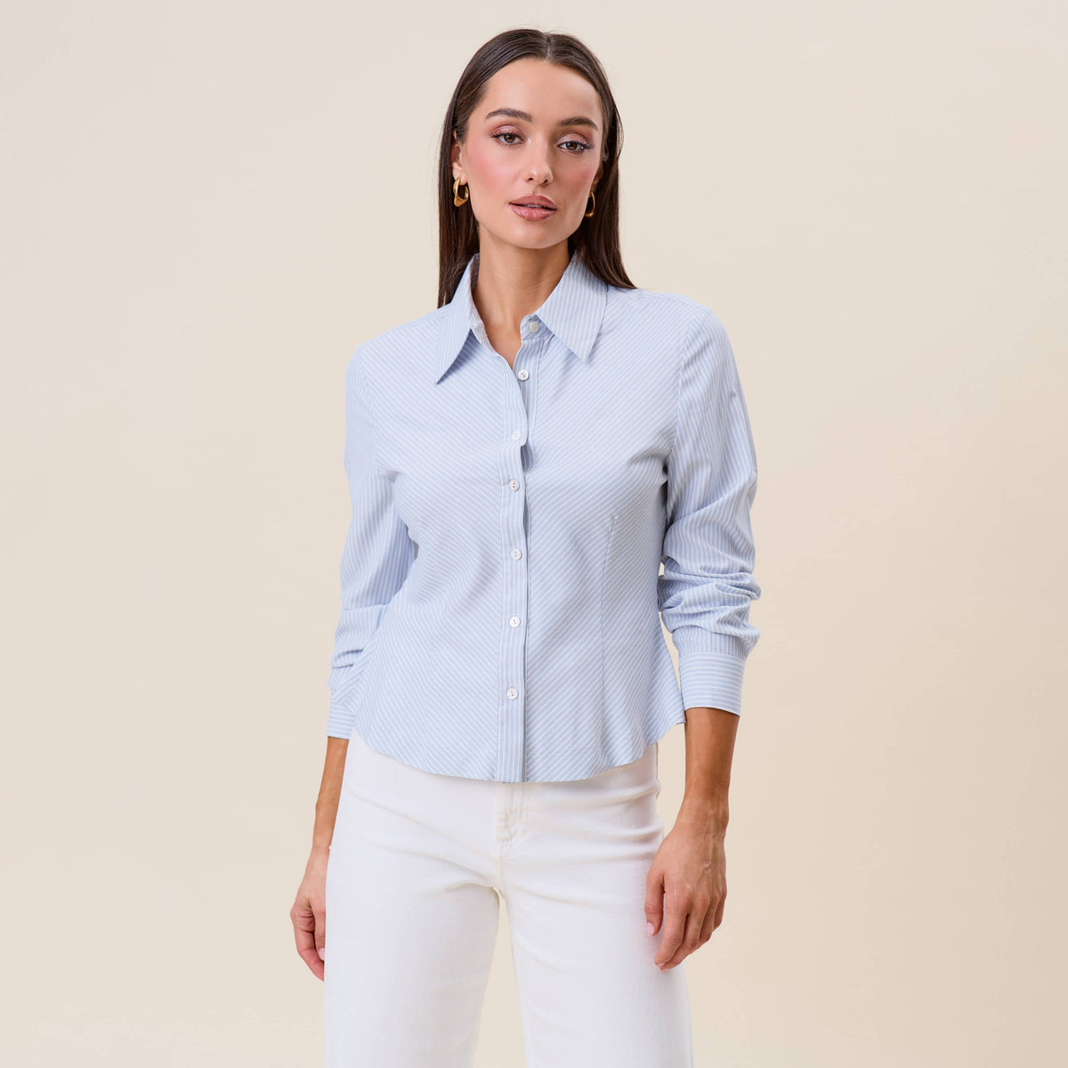 Striped Fit & Flare Blouse