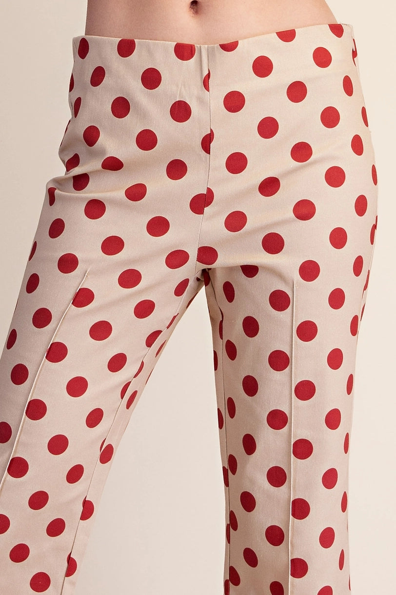 High Waist Polka Dot Flare Crop Pants
