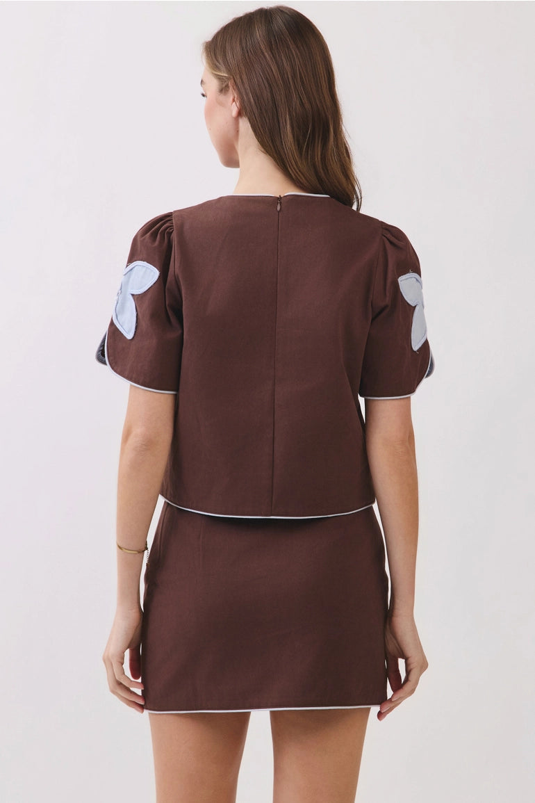 Floral Appliqué Top & Mini Skirt