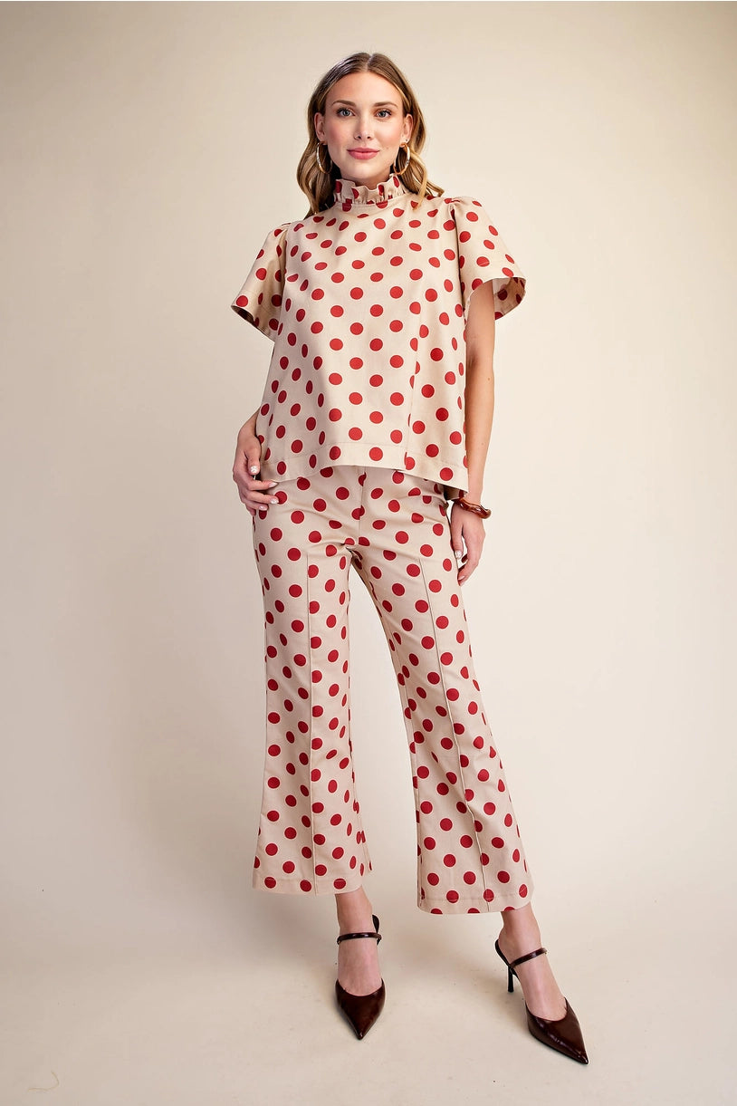 Polka Dot Ruffle Top