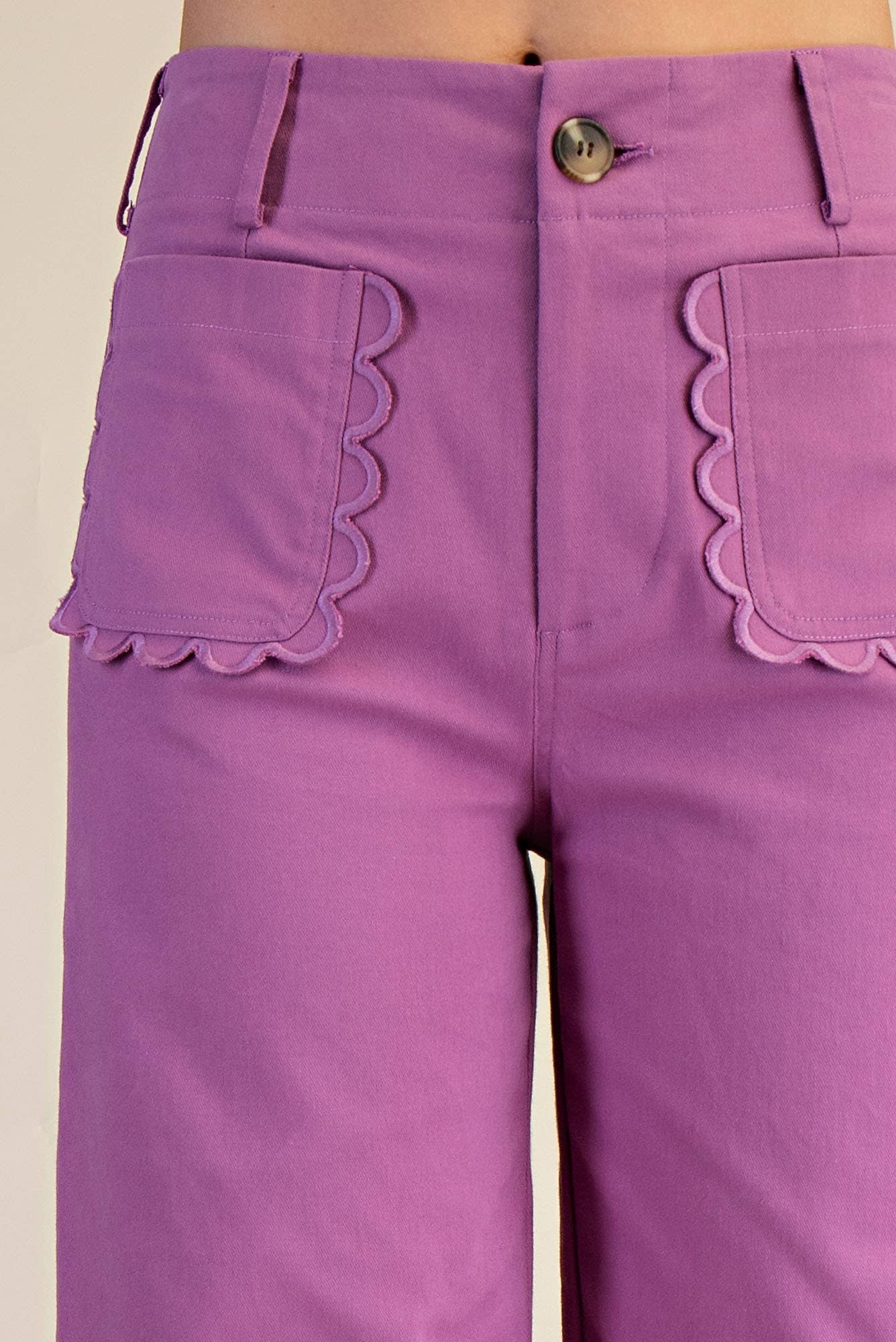 Colette Wide-Leg Scallop Pocket Pants