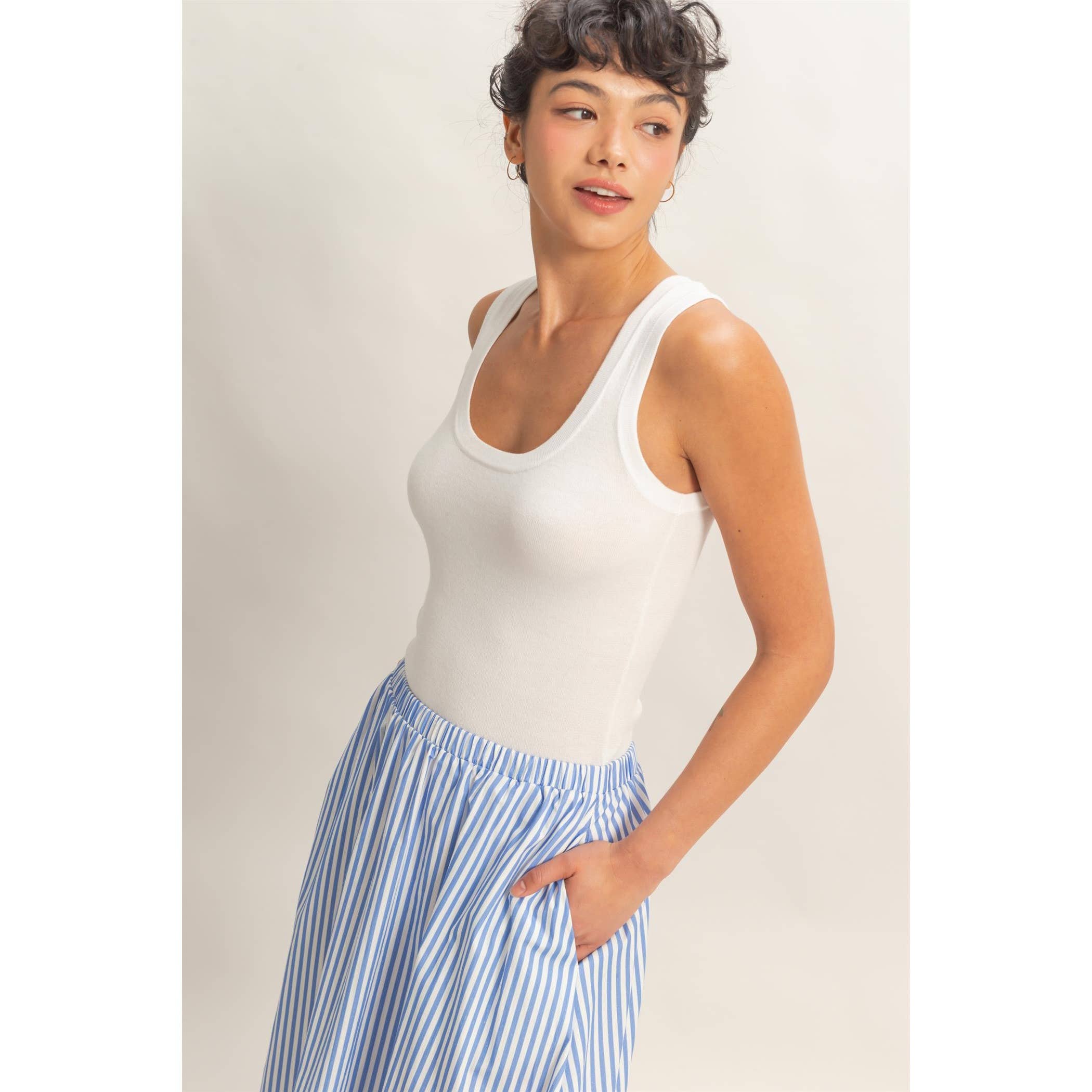 Off White Scoop Neck Tank