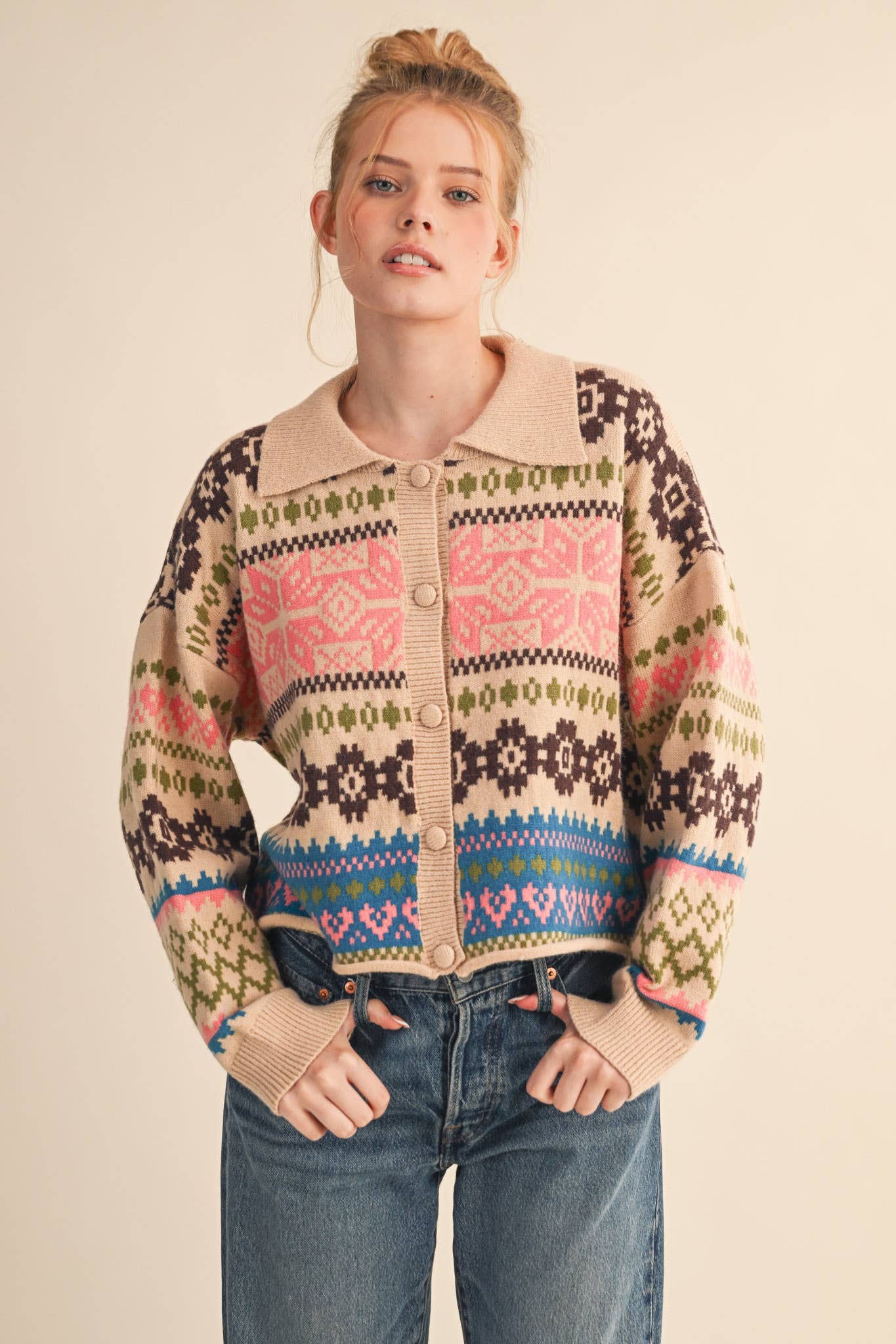 Multi Color Fair Isle Cardigan